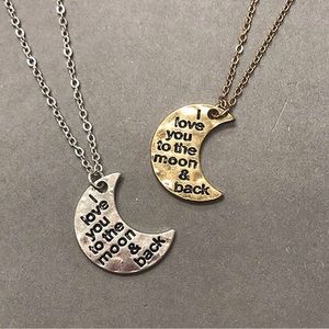 “Love to the Moon and Back” Silver or Gold Moon Necklace-Boutique